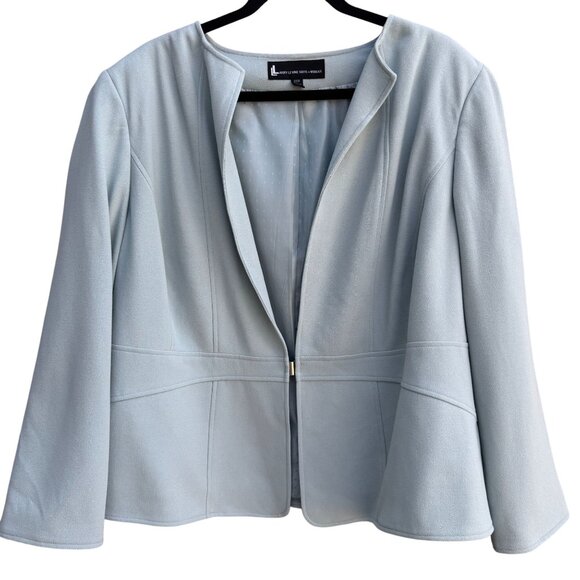 Larry Levine Vintage Womens Snap Closure Dressy Light Blue Suit Blazer Jacket 20 - Picture 1 of 8